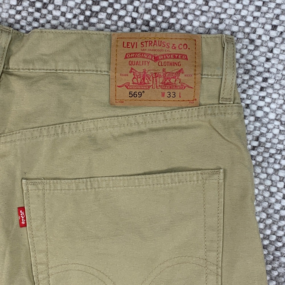 Levi's 569 Loose Straight Shorts Mens 33 Khaki Tan Cotton Canvas Utility Skater